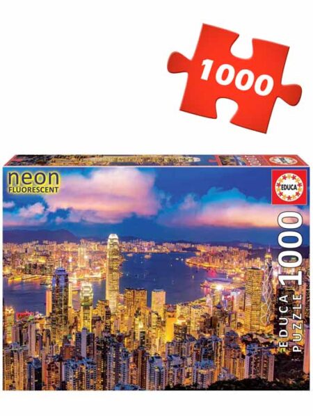 Hong Kong Skyline - 1000pc Neon Fluorescent Jigsaw Puzzle