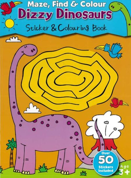 Maze, Find and Colour: Dizzy Dinosaurs