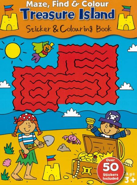 Maze, Find and Colour: Treasure Island