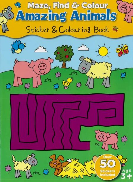 Maze, Find and Colour: Amazing Animals