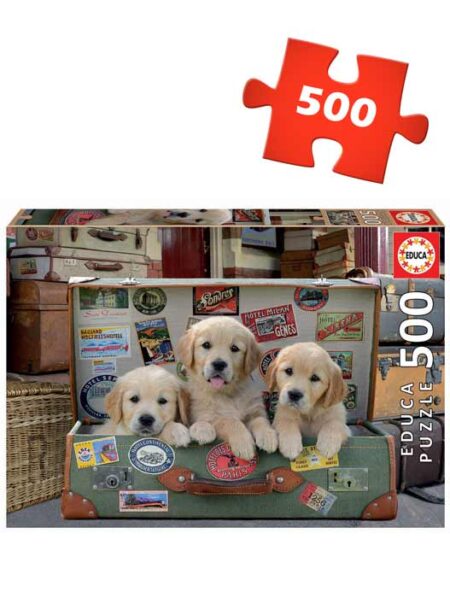 Puppies in the Luggage - 500pc Jigsaw Puzzle