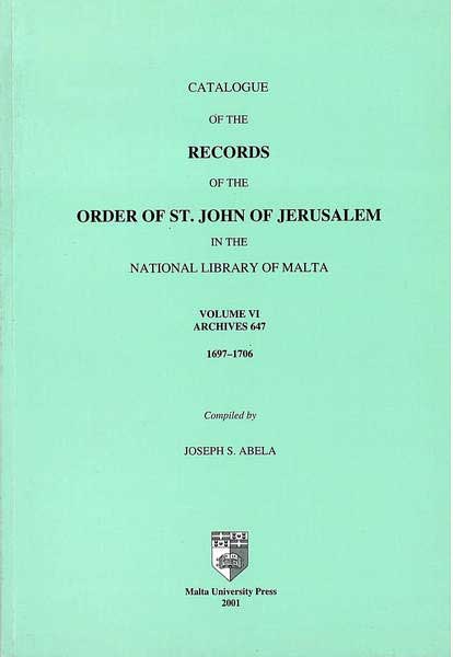 Catalogue of the Records of the Order of St John of Jerusalem in