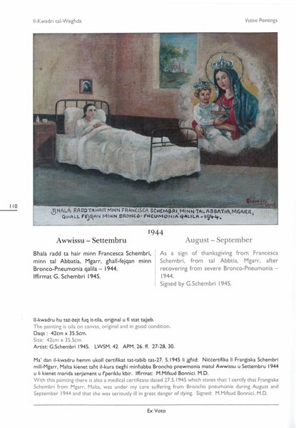 Kwadri Pittura Ex Voto fis-Santwarju tal-Beata Verġni Marija tal-Mellieħa