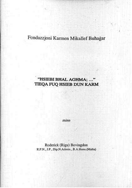 Ħsiebi Bħal Agħma - Tieqa fuq  ħsieb Dun Karm